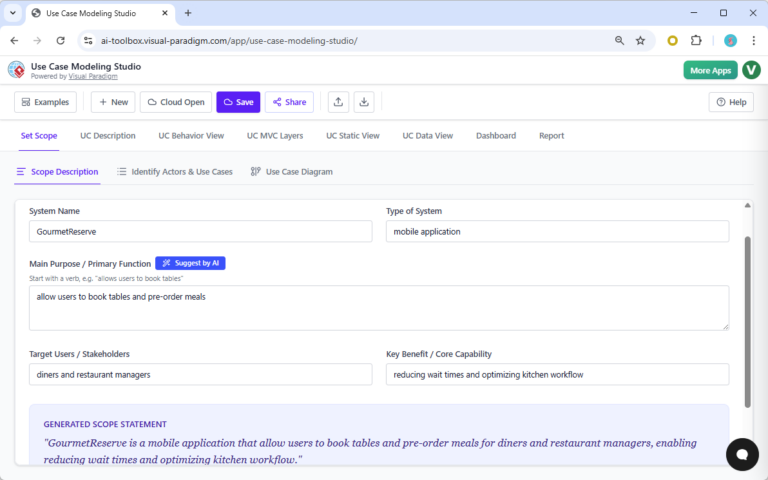 Diseñando un sistema de reservas para comidas: automatiza los requisitos con Use Case Modeling Studio