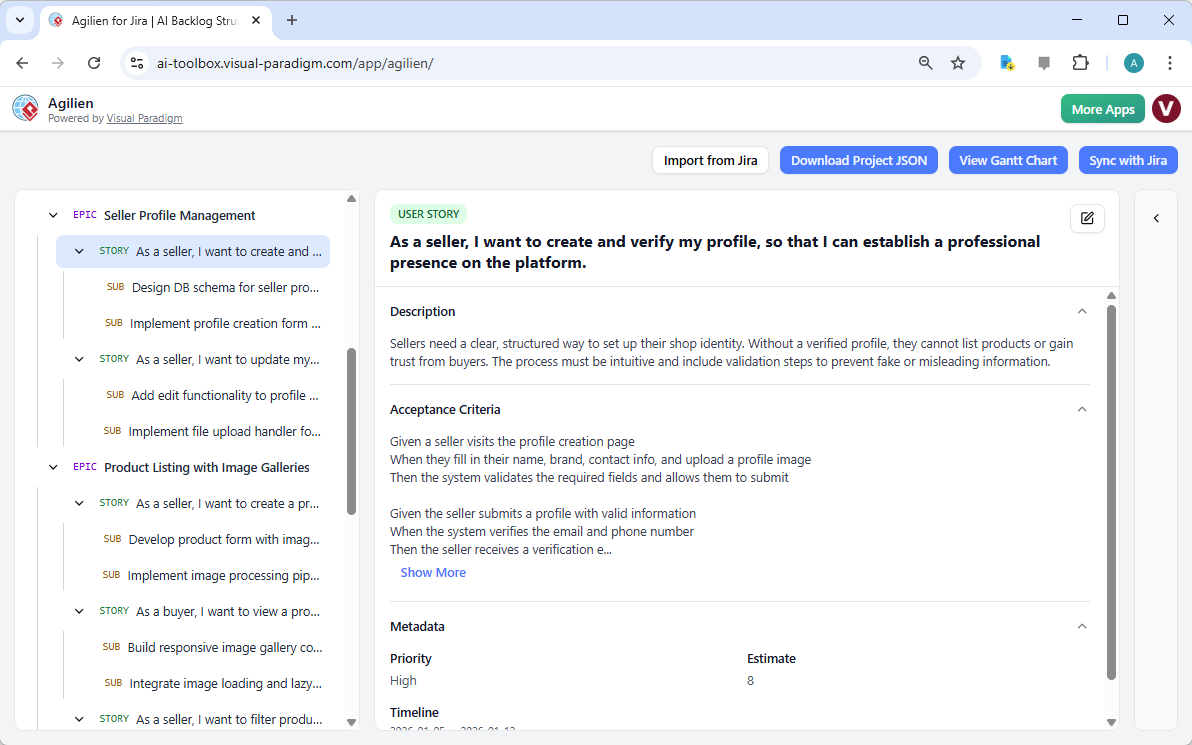 Membangun Backlog E-commerce Vintage: Perencanaan Berbasis AI dengan Agilien
