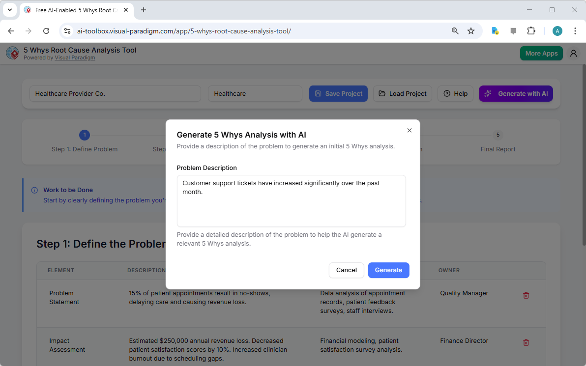 Solving Support Ticket Spikes with a Professional AI 5 Whys Tool