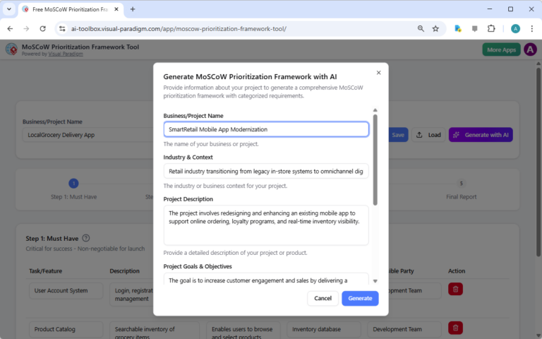 Modernizing SmartRetail Mobile Apps: Streamline Strategy with the AI-Powered MoSCoW Prioritization Framework Tool