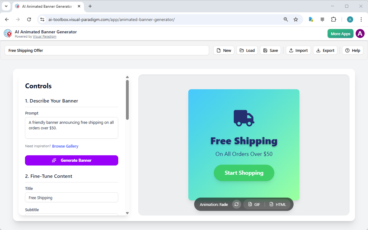 Creating a Professional Free Shipping Banner with AI