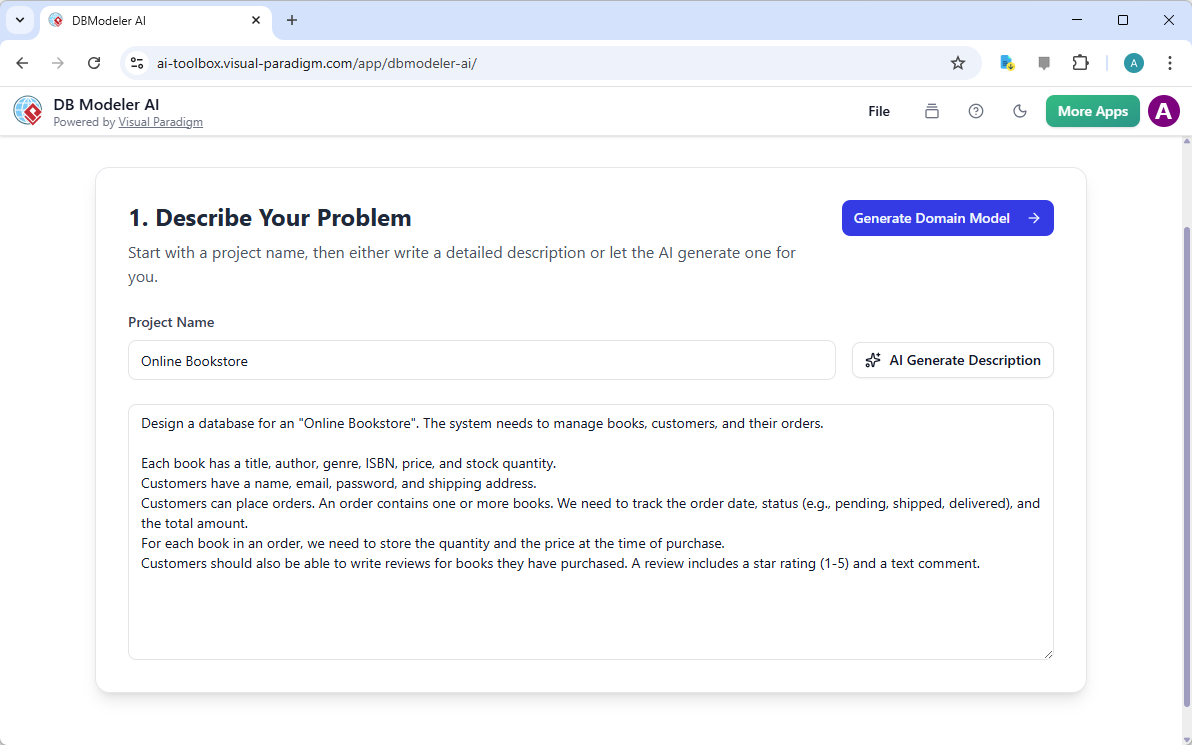 Building a Robust Online Bookstore Schema: The Best AI-Powered Database Modeling Tool Experience with DB Modeler AI